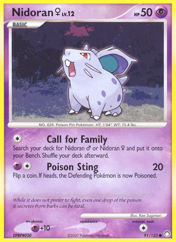 Nidoran (91/123) (Female) [Diamond & Pearl: Mysterious Treasures] | Deep Dive Games St. Marys