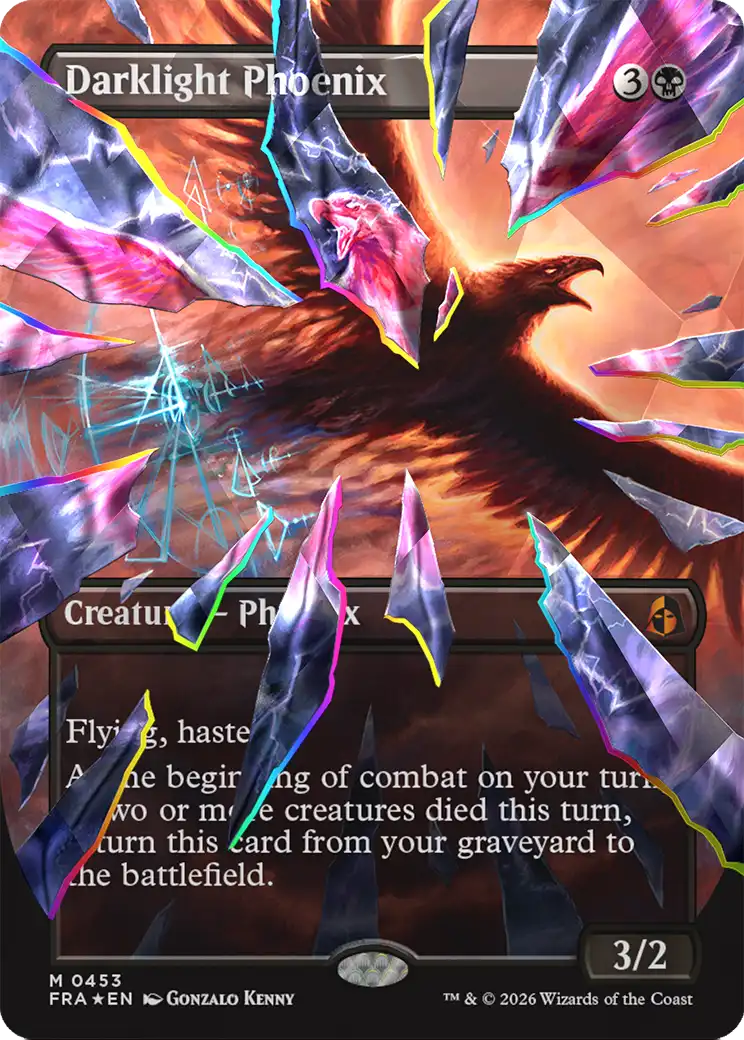 Darklight Phoenix (Borderless) (Facet Foil) (0453) [Reality Fracture] | Deep Dive Games St. Marys