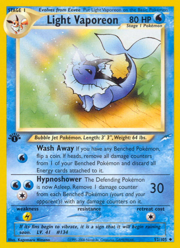 Light Vaporeon (52/105) [Neo Destiny 1st Edition] | Deep Dive Games St. Marys