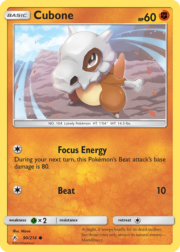 Cubone (90/214) [Sun & Moon: Unbroken Bonds] | Deep Dive Games St. Marys