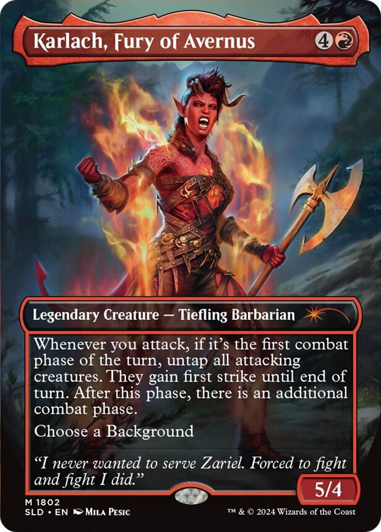 Karlach, Fury of Avernus (Rainbow Foil) [Secret Lair Drop Series] | Deep Dive Games St. Marys