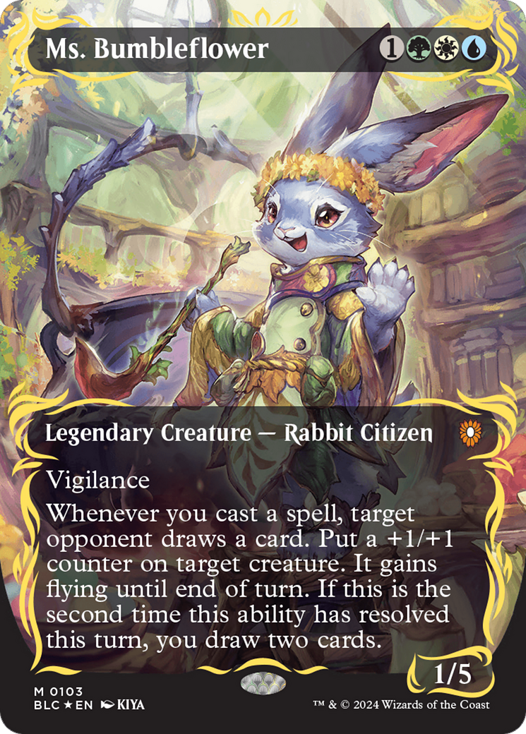 Ms. Bumbleflower (Borderless) (Raised Foil) [Bloomburrow Commander] | Deep Dive Games St. Marys
