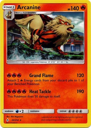 Arcanine (22/214) (Cosmos Holo) [Sun & Moon: Unbroken Bonds] | Deep Dive Games St. Marys