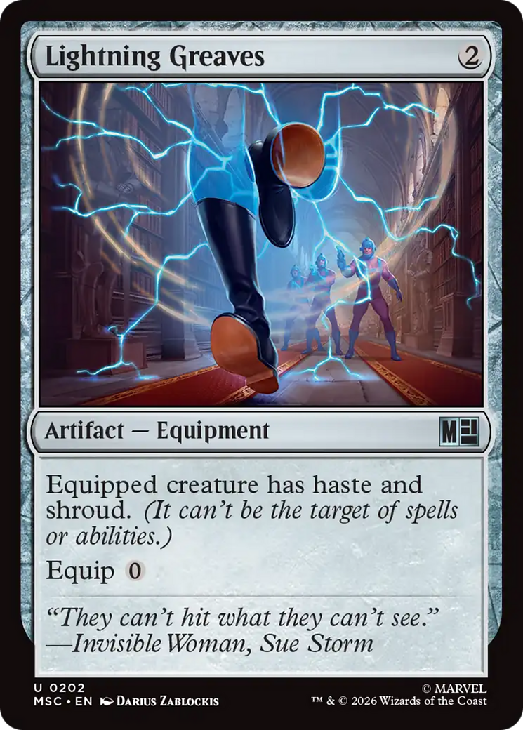 Lightning Greaves (Surge Foil) [Marvel Super Heroes Commander] | Deep Dive Games St. Marys