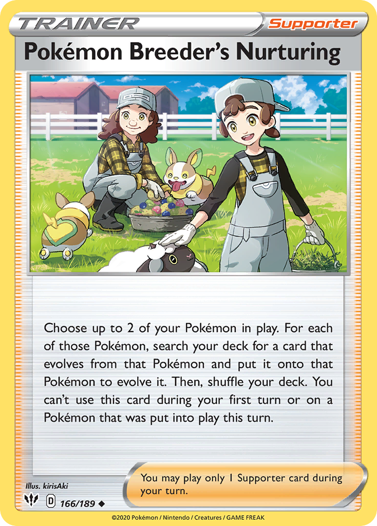 Pokemon Breeder's Nurturing (166/189) [Sword & Shield: Darkness Ablaze] | Deep Dive Games St. Marys