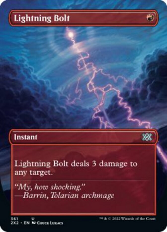 Lightning Bolt (Borderless Alternate Art) [Double Masters 2022] | Deep Dive Games St. Marys