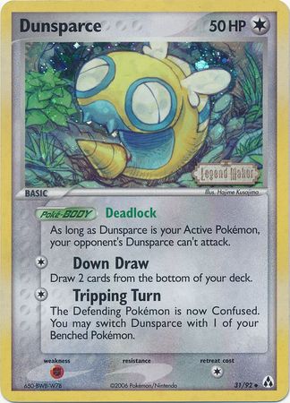 Dunsparce (31/92) (Stamped) [EX: Legend Maker] | Deep Dive Games St. Marys