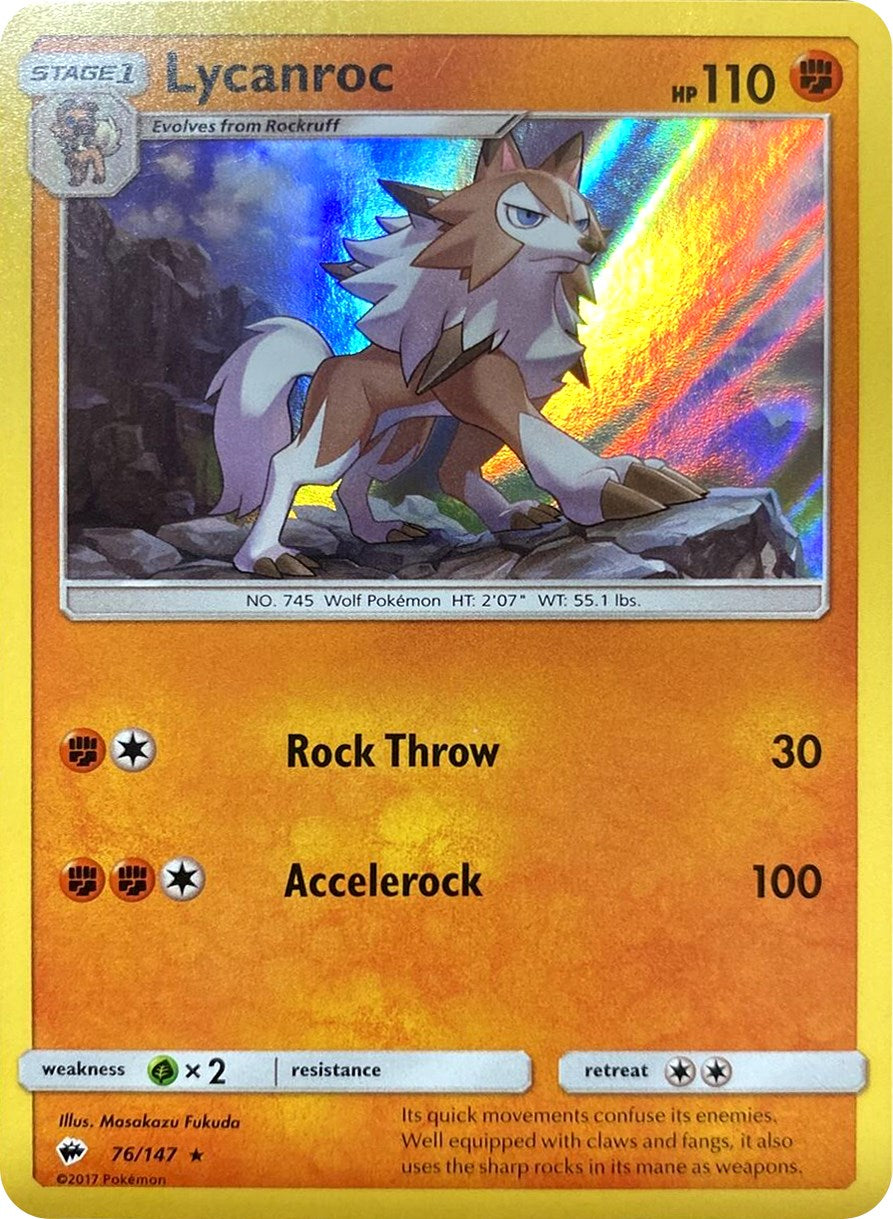Lycanroc (76/147) (Water Web Holo) [Sun & Moon: Burning Shadows] | Deep Dive Games St. Marys
