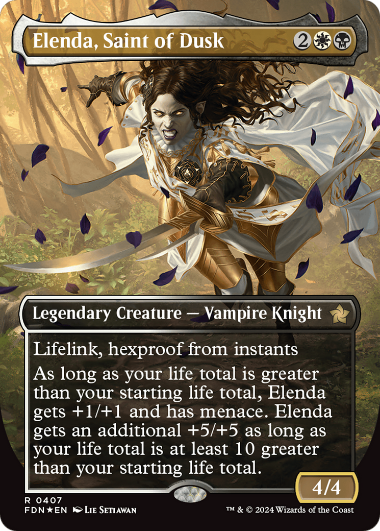 Elenda, Saint of Dusk (Borderless) (Mana Foil) [Foundations] | Deep Dive Games St. Marys