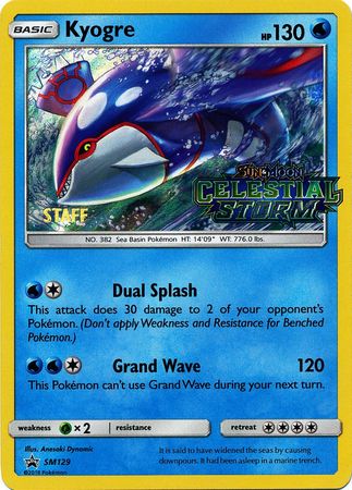 Kyogre (SM129) (Staff Prerelease Promo) [Sun & Moon: Black Star Promos] | Deep Dive Games St. Marys