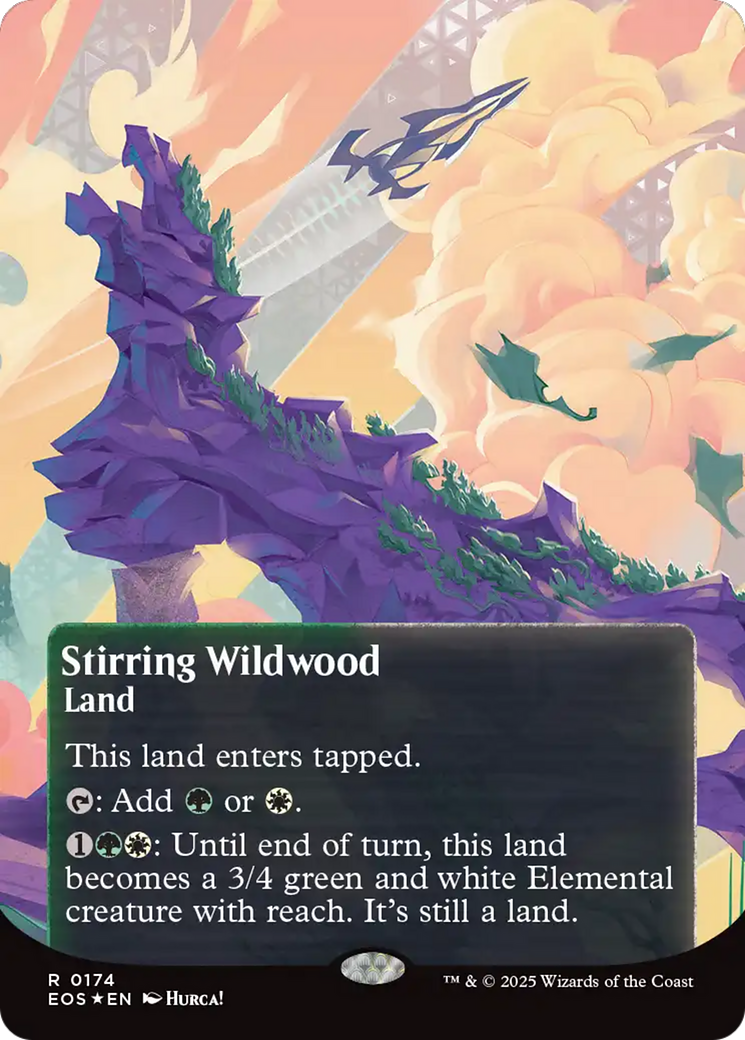Stirring Wildwood (0174) (Borderless) (Galaxy Foil) [Edge of Eternities: Stellar Sights] | Deep Dive Games St. Marys
