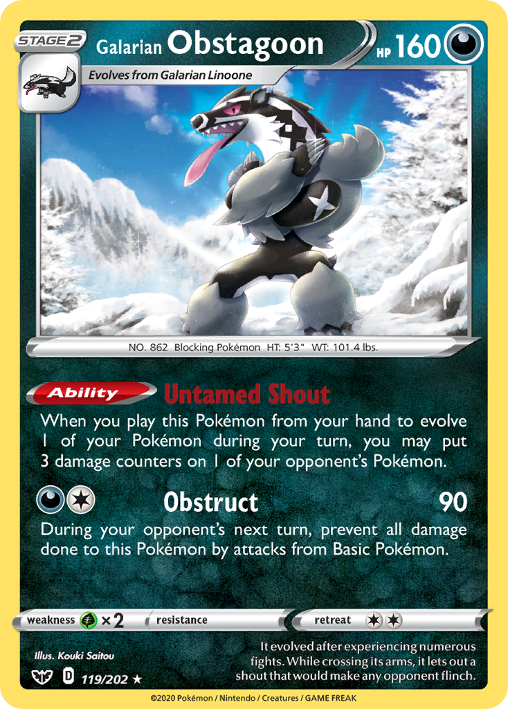 Galarian Obstagoon (119/202) [Sword & Shield: Base Set] | Deep Dive Games St. Marys