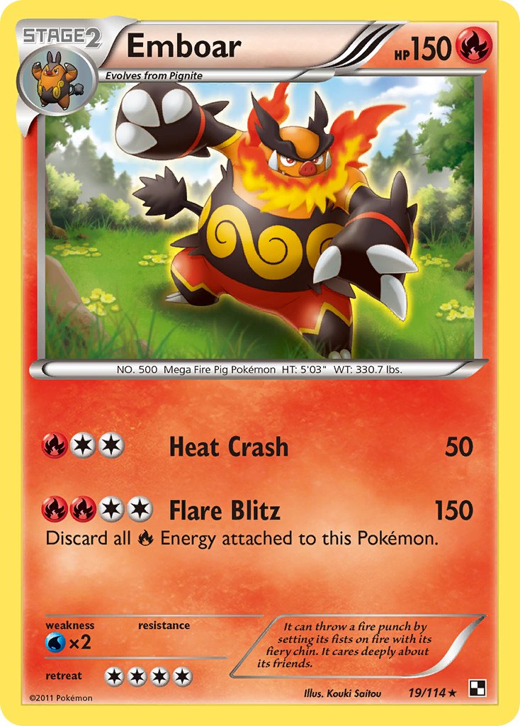 Emboar (19/114) (Cracked Ice Holo) (Theme Deck Exclusive) [Black & White: Base Set] | Deep Dive Games St. Marys