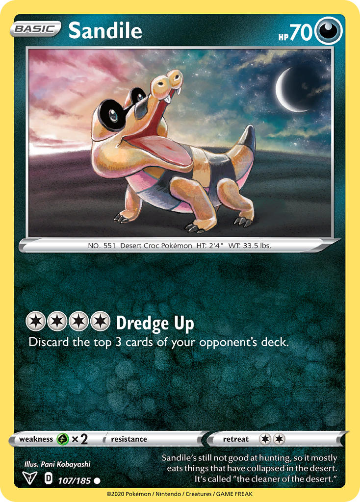 Sandile (107/185) [Sword & Shield: Vivid Voltage] | Deep Dive Games St. Marys