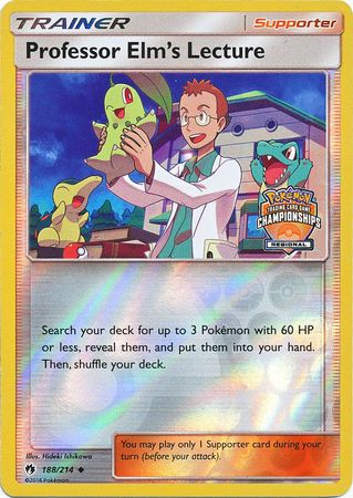 Professor Elm's Lecture (188/214) (Regional Championship Promo) [Sun & Moon: Lost Thunder] | Deep Dive Games St. Marys