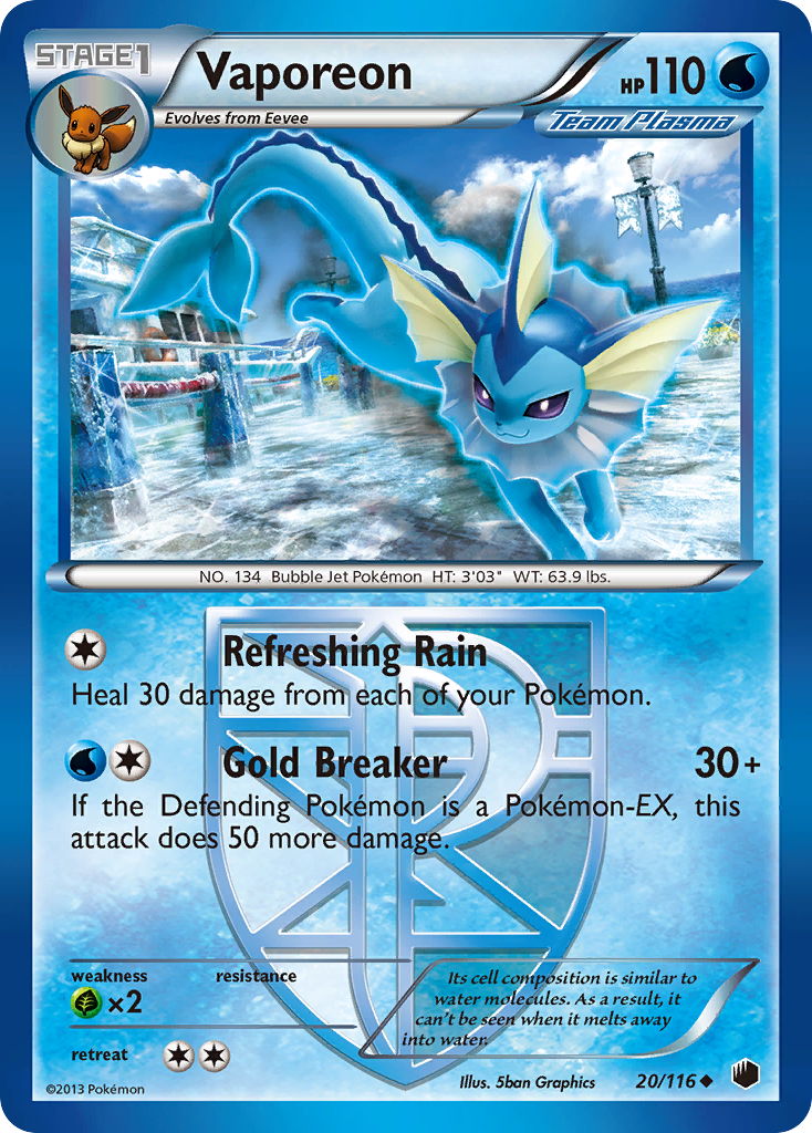 Vaporeon (20/116) [Black & White: Plasma Freeze] | Deep Dive Games St. Marys