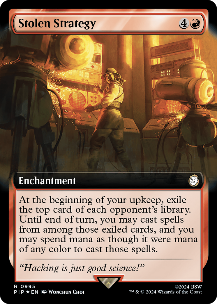Stolen Strategy (Extended Art) (Surge Foil) [Fallout] | Deep Dive Games St. Marys