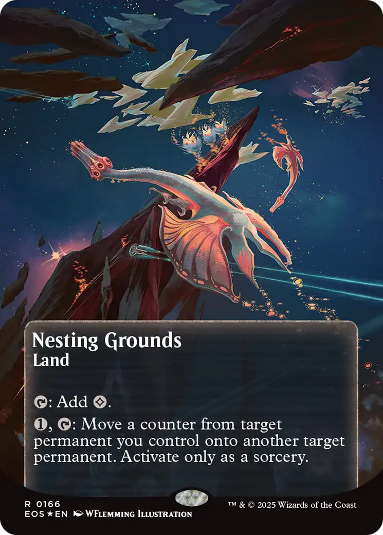 Nesting Grounds (0166) (Borderless) (Galaxy Foil) [Edge of Eternities: Stellar Sights] | Deep Dive Games St. Marys