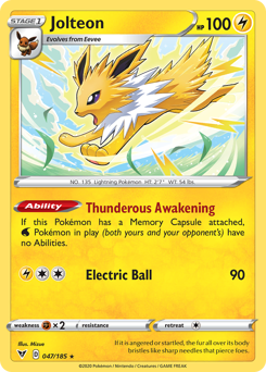 Jolteon (047/185) [Sword & Shield: Vivid Voltage] | Deep Dive Games St. Marys