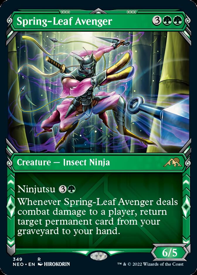Spring-Leaf Avenger (Showcase Ninja) [Kamigawa: Neon Dynasty] | Deep Dive Games St. Marys