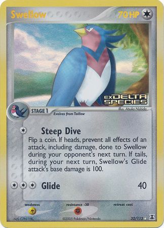 Swellow (32/113) (Stamped) [EX: Delta Species] | Deep Dive Games St. Marys