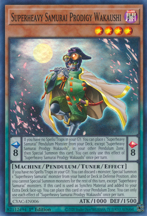 Superheavy Samurai Prodigy Wakaushi [CYAC-EN006] Super Rare | Deep Dive Games St. Marys