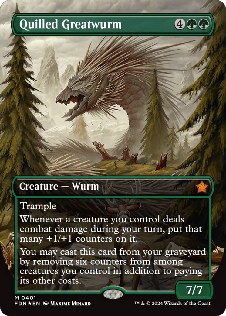 Quilled Greatwurm (Borderless) (Mana Foil) [Foundations] | Deep Dive Games St. Marys
