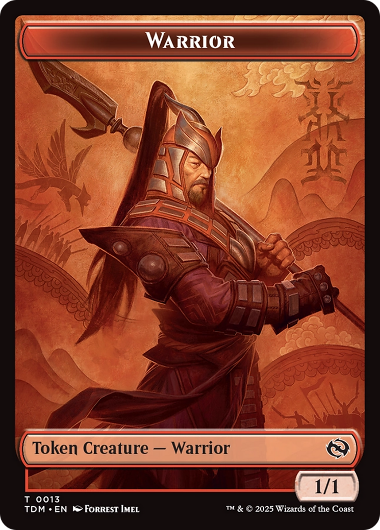 Dragon (0011) // Warrior Double-Sided Token [Tarkir: Dragonstorm Tokens] | Deep Dive Games St. Marys