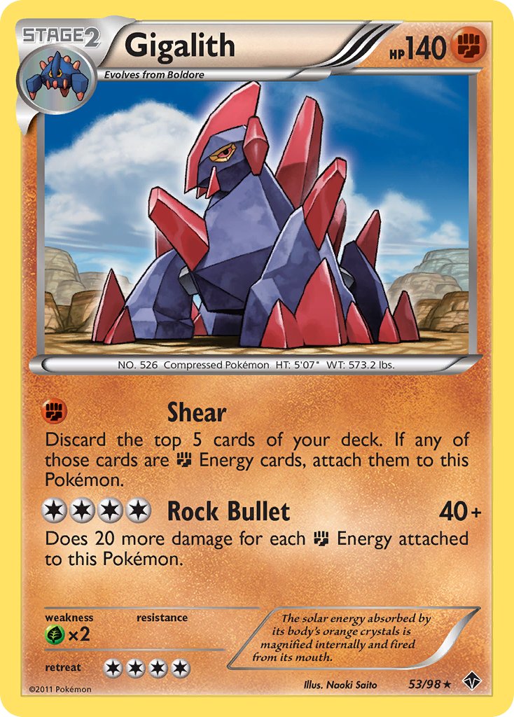 Gigalith (53/98) (Cracked Ice Holo) (Blister Exclusive) [Black & White: Emerging Powers] | Deep Dive Games St. Marys