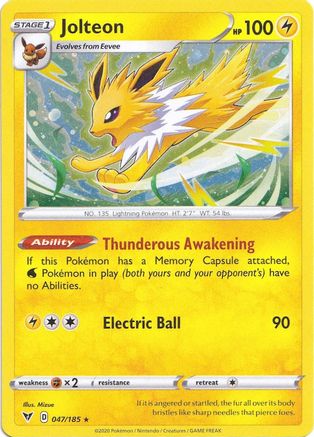 Jolteon (047/185) (Cosmos Holo) [Sword & Shield: Vivid Voltage] | Deep Dive Games St. Marys