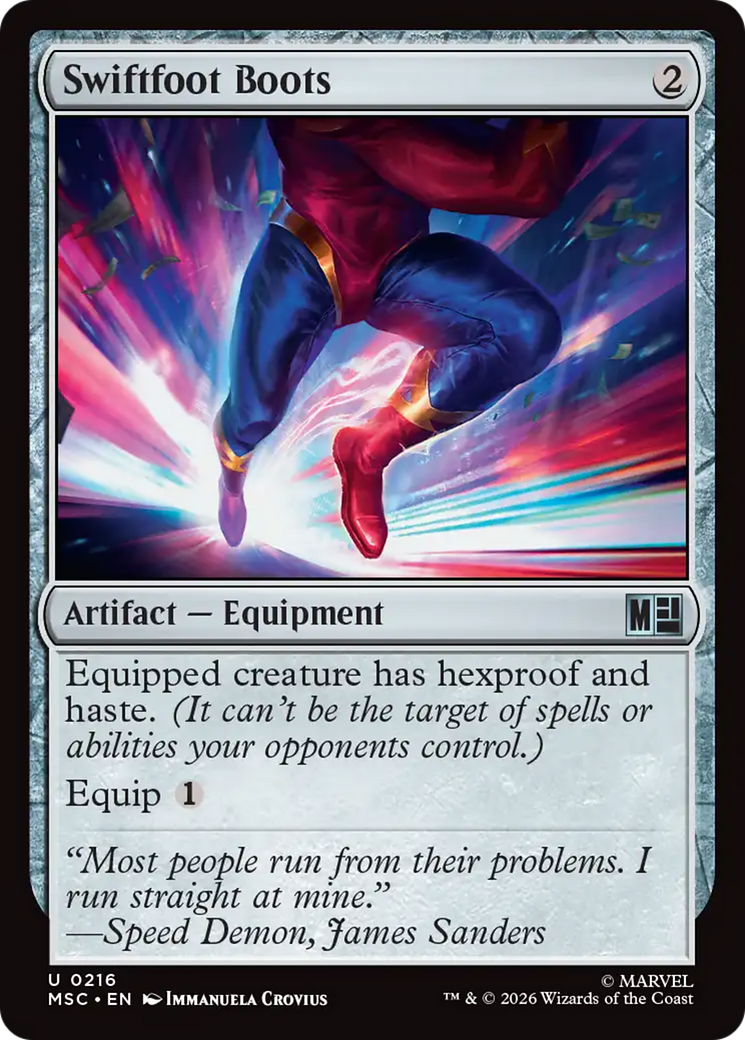 Swiftfoot Boots (Surge Foil) [Marvel Super Heroes Commander] | Deep Dive Games St. Marys