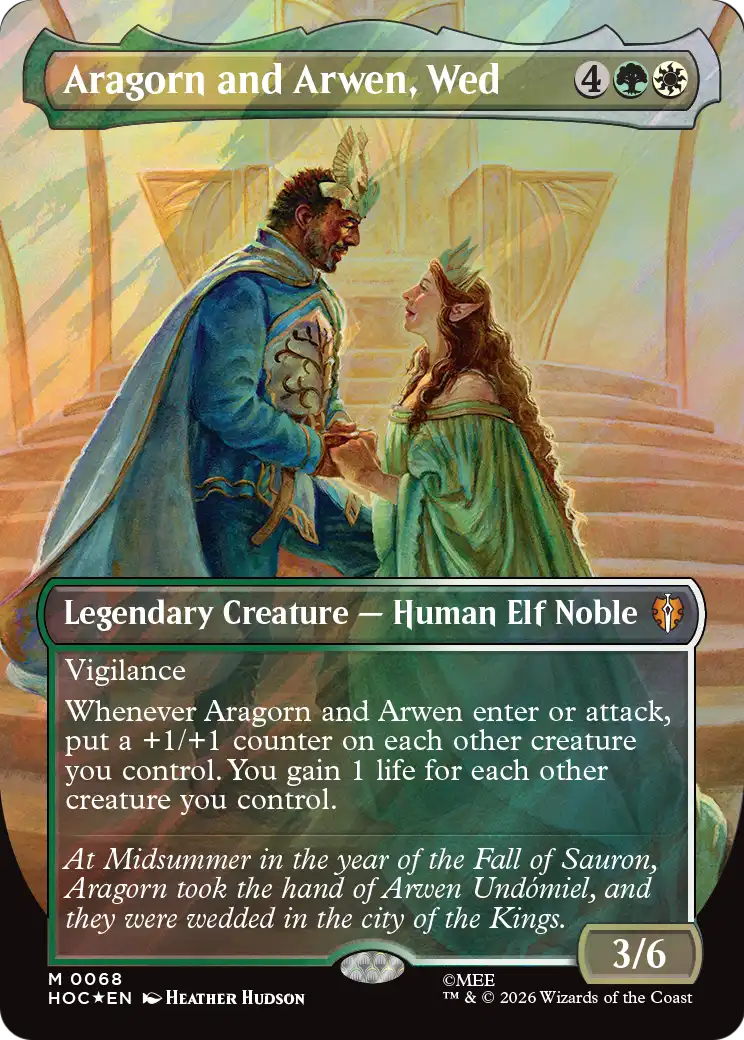Aragorn and Arwen, Wed (Borderless) (Surge Foil) [The Hobbit: Eternal-Legal] | Deep Dive Games St. Marys