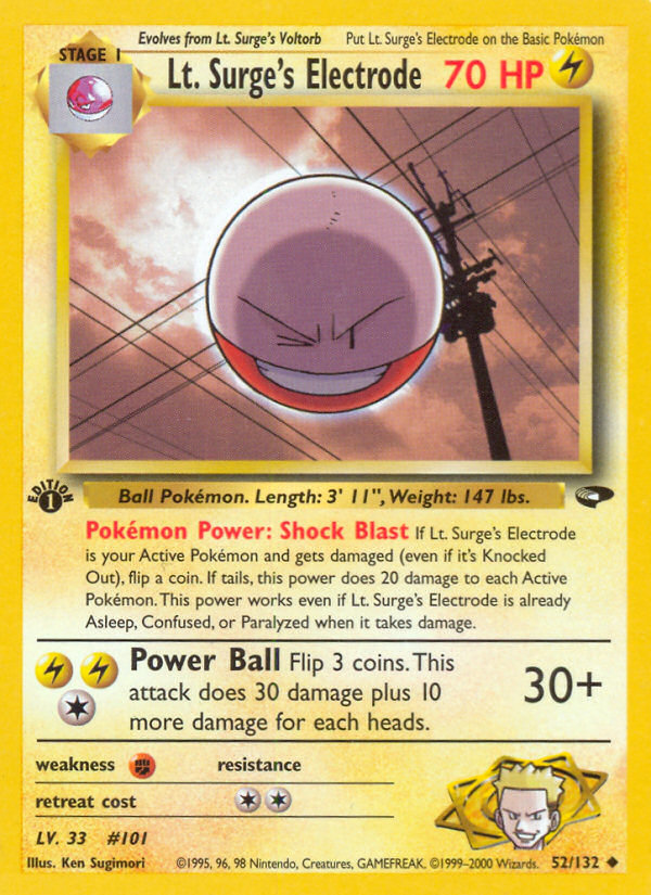 Lt. Surge's Electrode (52/132) [Gym Challenge 1st Edition] | Deep Dive Games St. Marys