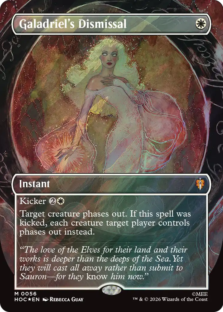 Galadriel's Dismissal (Borderless) (Surge Foil) [The Hobbit: Eternal-Legal] | Deep Dive Games St. Marys