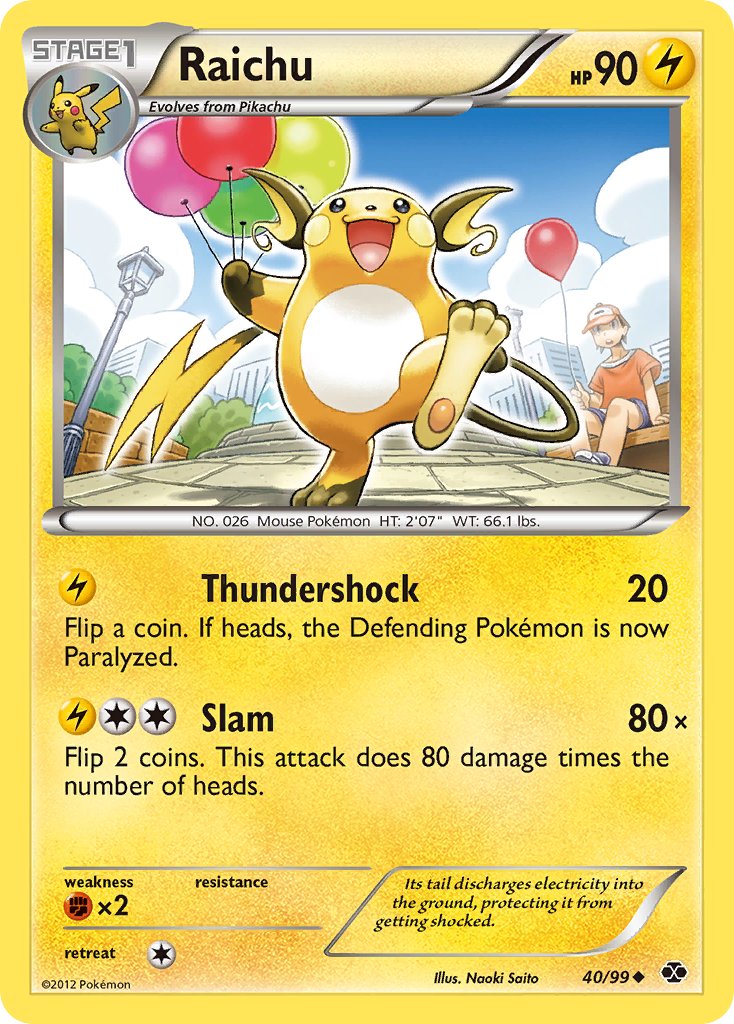 Raichu (40/99) (Cosmos Holo) (Blister Exclusive) [Black & White: Next Destinies] | Deep Dive Games St. Marys