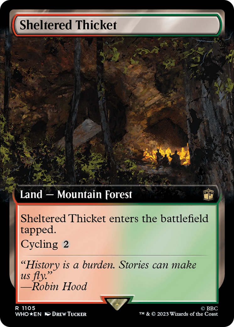 Sheltered Thicket (Extended Art) (Surge Foil) [Doctor Who] | Deep Dive Games St. Marys