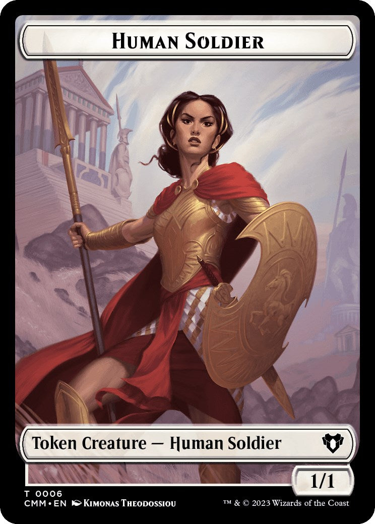 Human Soldier // Dragon (0021) Double-Sided Token [Commander Masters Tokens] | Deep Dive Games St. Marys