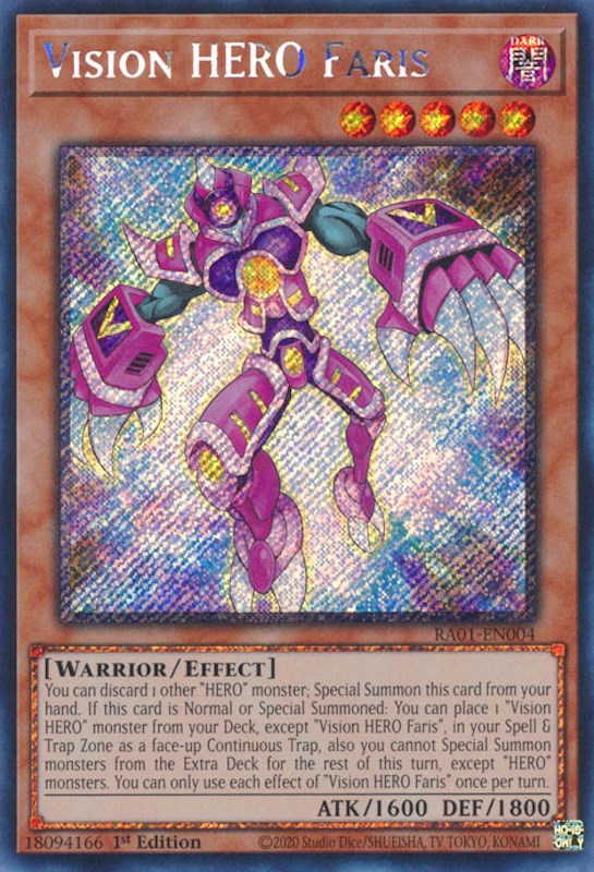 Vision HERO Faris [RA01-EN004] Platinum Secret Rare | Deep Dive Games St. Marys