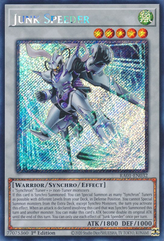 Junk Speeder [RA01-EN032] Platinum Secret Rare | Deep Dive Games St. Marys