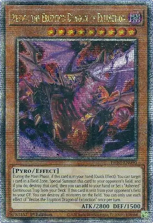 Veidos the Eruption Dragon of Extinction [PHNI-EN090] Quarter Century Secret Rare | Deep Dive Games St. Marys