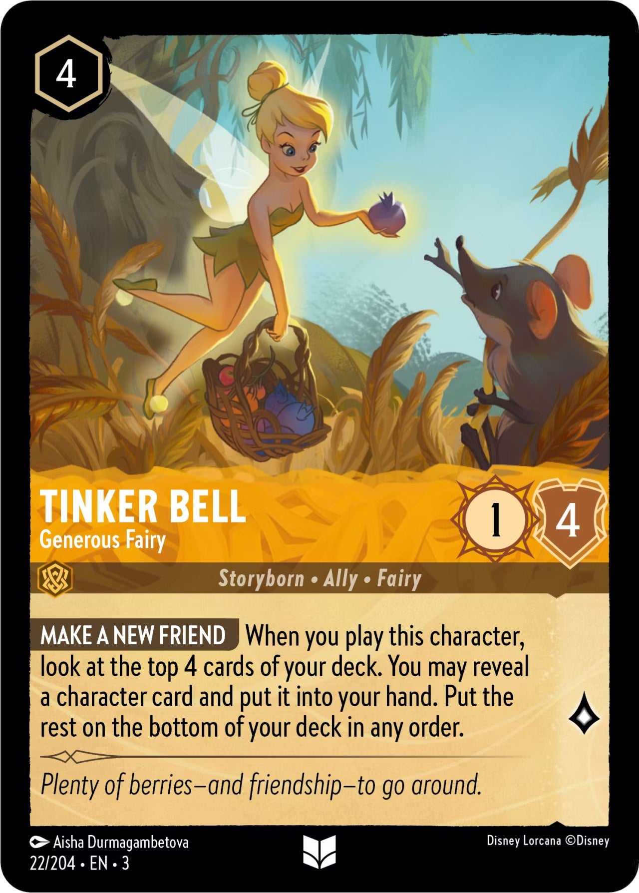 Tinker Bell - Generous Fairy (22/204) [Into the Inklands] | Deep Dive Games St. Marys