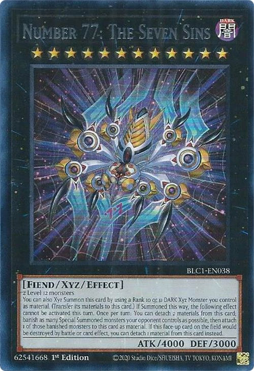 Number 77: The Seven Sins (Silver) [BLC1-EN038] Ultra Rare | Deep Dive Games St. Marys