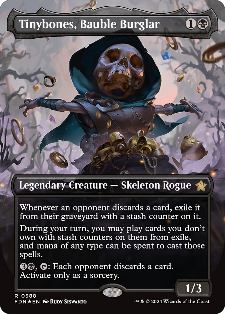 Tinybones, Bauble Burglar (Borderless) (Mana Foil) [Foundations] | Deep Dive Games St. Marys