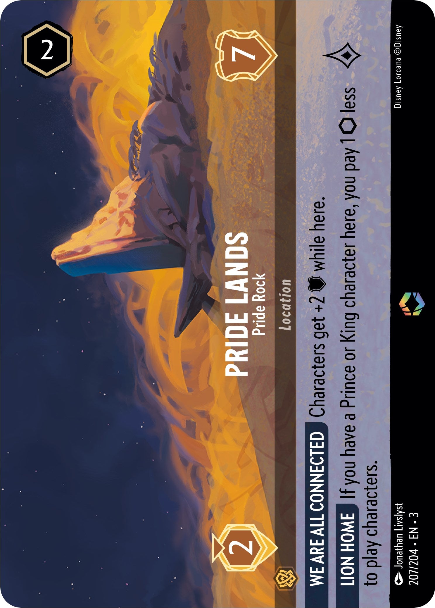Pride Lands - Pride Rock (Alternate Art) (207/204) [Into the Inklands] | Deep Dive Games St. Marys