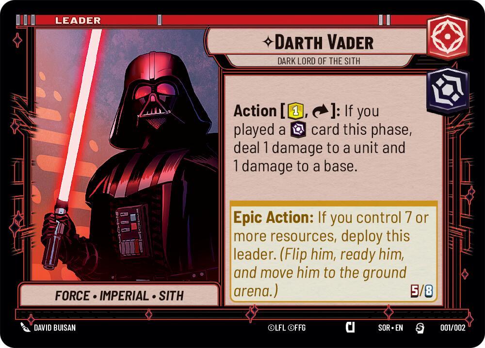 Darth Vader - Dark Lord of the Sith (001/002) (Prerelease Promo) (001/002) [Spark of Rebellion Promos] | Deep Dive Games St. Marys