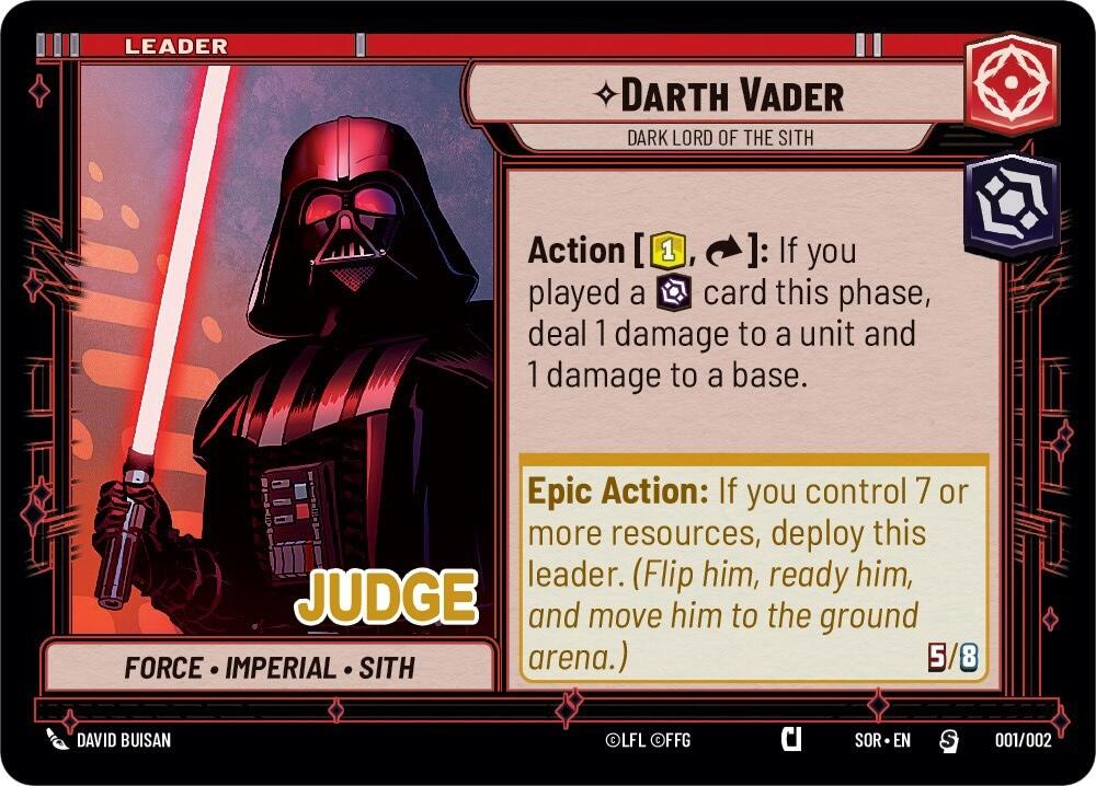 Darth Vader - Dark Lord of the Sith (001/002) (Judge Promo) (001/002) [Spark of Rebellion Promos] | Deep Dive Games St. Marys