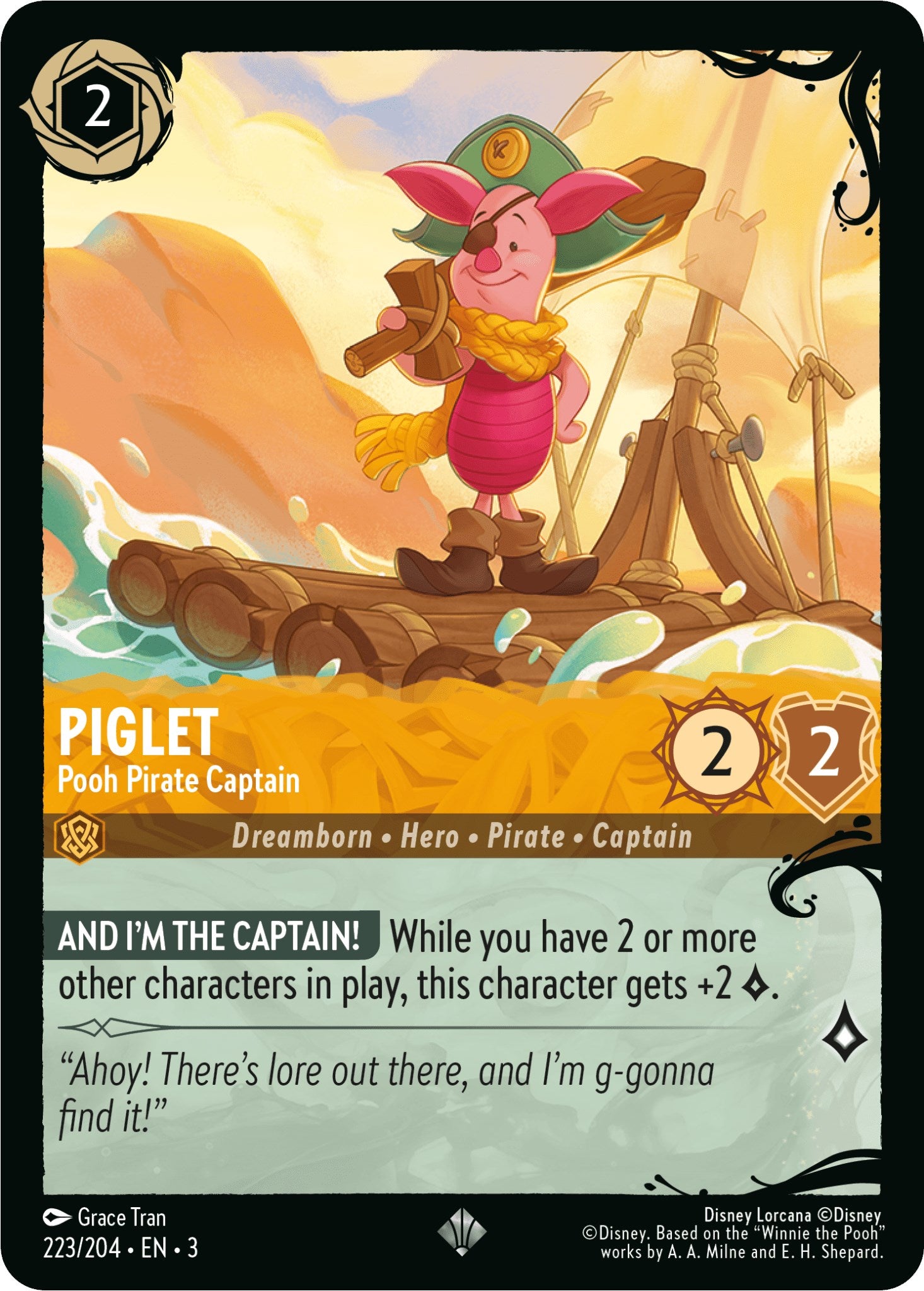 Piglet - Pooh Pirate Captain (223/204) [Ursula's Return] | Deep Dive Games St. Marys