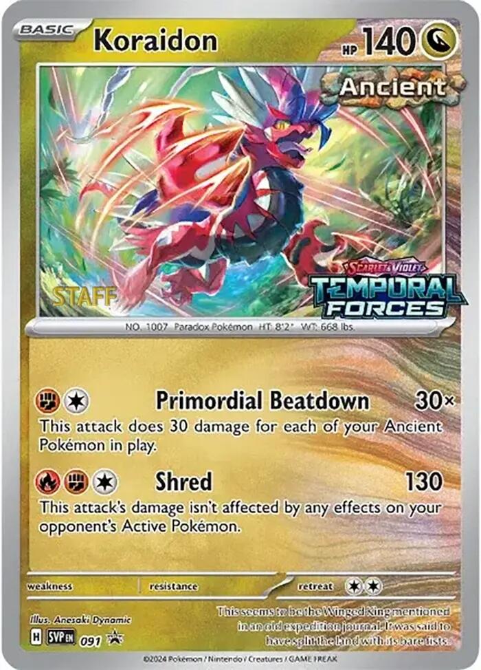 Koraidon (091) (Stamped) (Staff) [Scarlet & Violet: Black Star Promos] | Deep Dive Games St. Marys