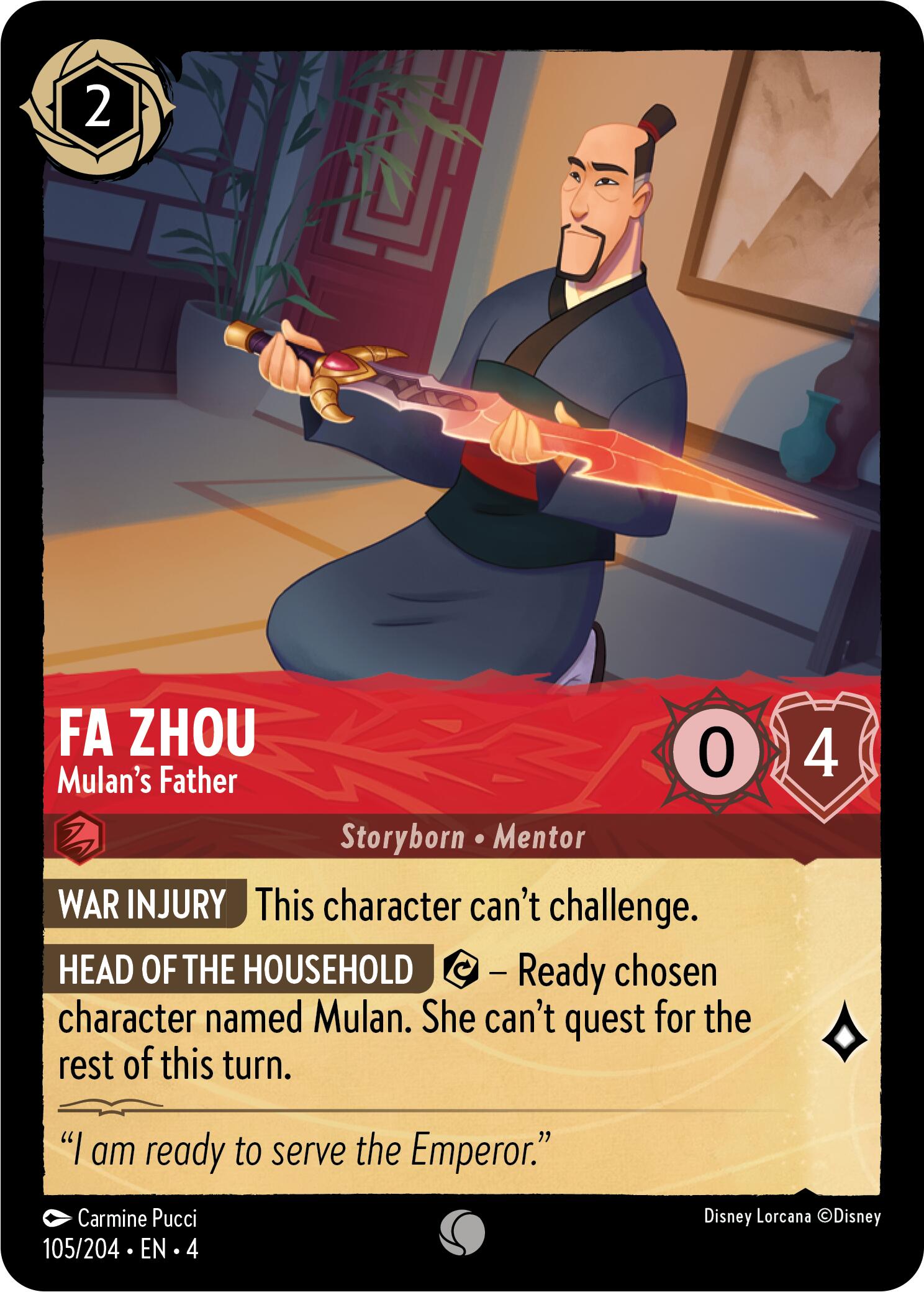 Fa Zhou - Mulan's Father (105/204) [Ursula's Return] | Deep Dive Games St. Marys