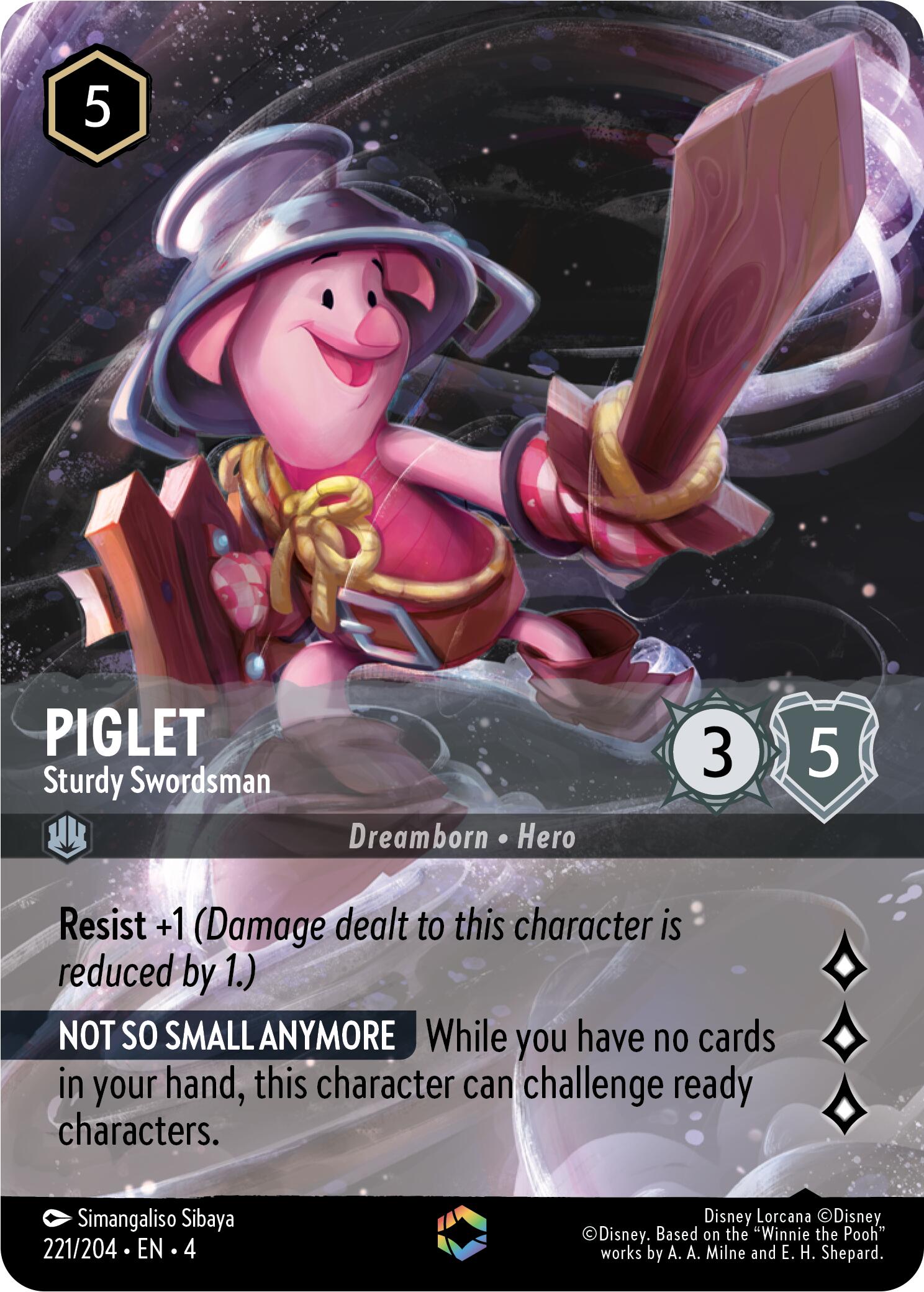 Piglet - Sturdy Swordsman (Enchanted) (221/204) [Ursula's Return] | Deep Dive Games St. Marys